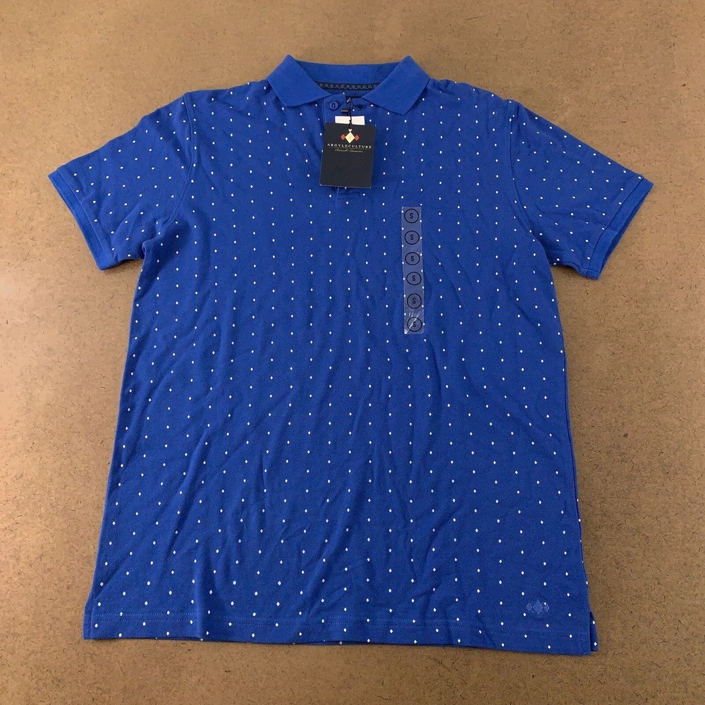 ArgyleCulture Men's Size Small Blue Cotton Knit Short Sleeve Polo Shirt NWT